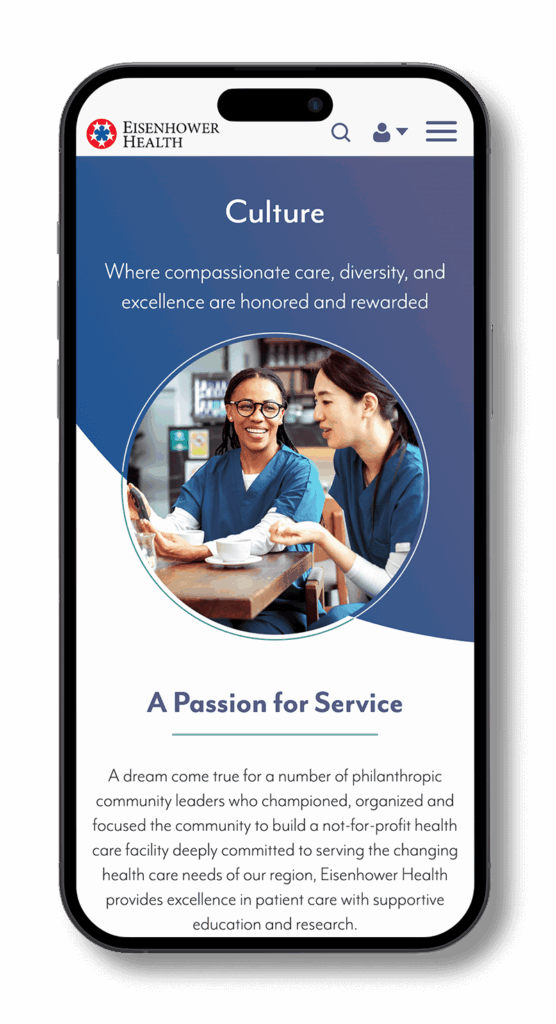 Eisenhower Health Careers mobile design