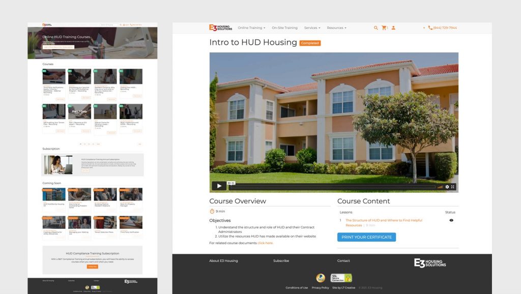 E3 Housing website design by L7 Creative