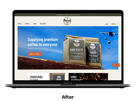 Aerial Resupply Coffee Shopify website design