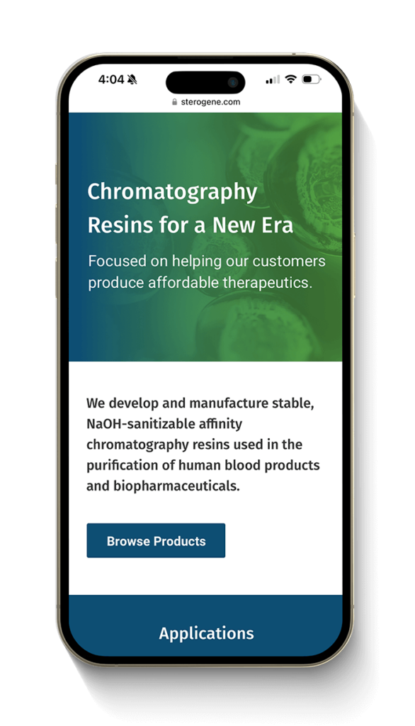 Sterogene eCommerce website mobile design