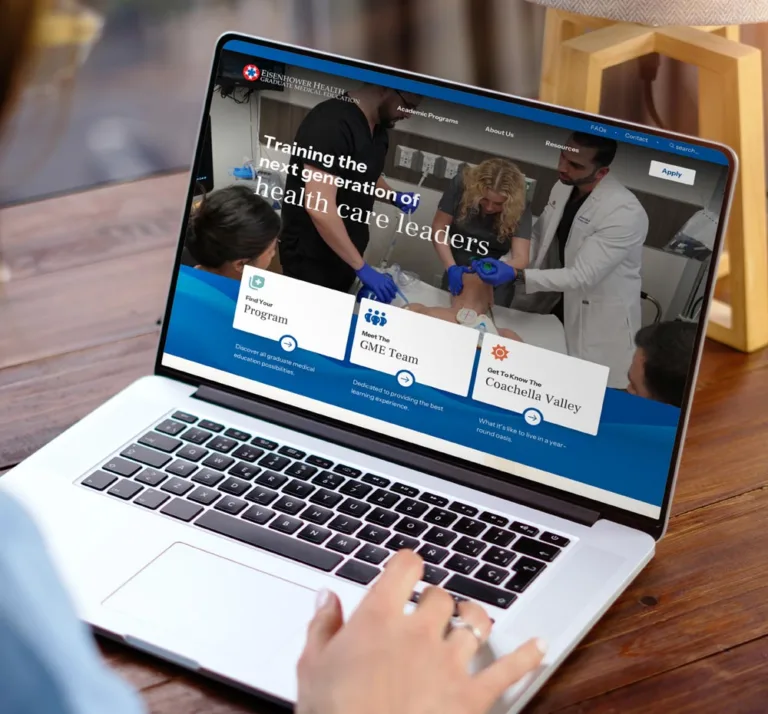 Responsive website design for Eisenhower Health Graduate Medical Education shown on multiple devices.