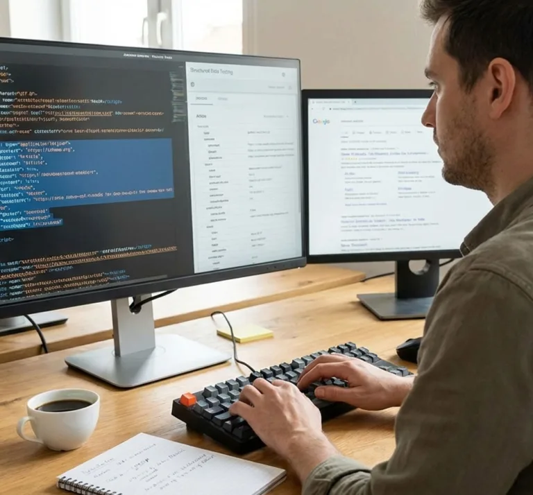 Developer reviewing code on a computer screen